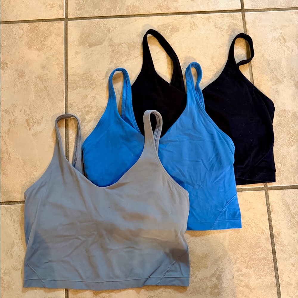 Set of Three Lululemon Align Tank in Blue and Black